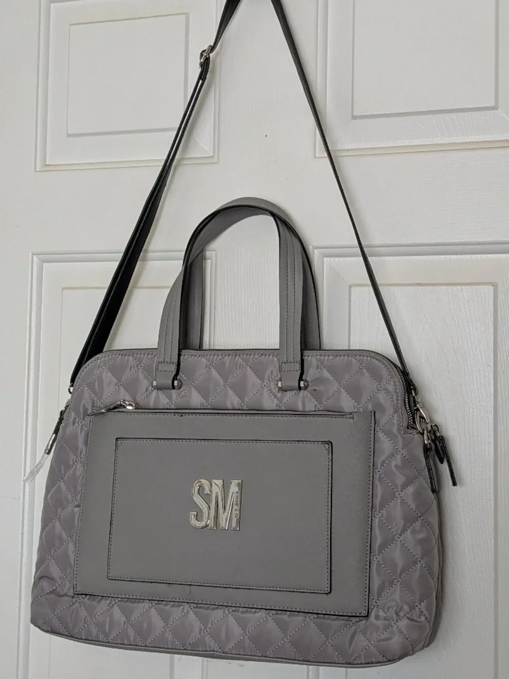 Steve Madden Quilted Gray Laptop Bag
